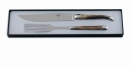 Tranchierbesteck, kleines Modell, Horn, Mitres aus Inox glänzend