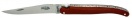 Rambaud Taschenmesser mit 10 cm Klinge, Griff aus rotem Leder mit Perlmutt Einlage, Platinen aus Edelstahl matt
