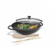 Wok Set mit emailliertesn Gusseisen mit Glasdeckel und Zubehör statt 149,00 €