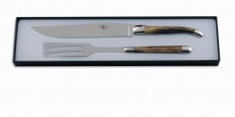 Tranchierbesteck, kleines Modell, Horn, Mitres aus Inox glänzend