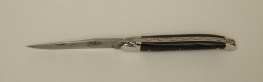 12 cm Taschenmesser in Horn schwarz mit Damastklinge