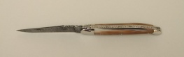 12 cm Taschenmesser in Horn marmoriert mit Damastklinge