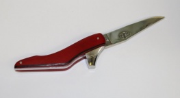 Der Damenschuh. 12 cm Messer aus rotem Leder