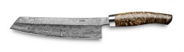 18 cm  Kochmesser exklusiv Damast C100 Griff karelische Maserbirke unter www.messerexklusive.de